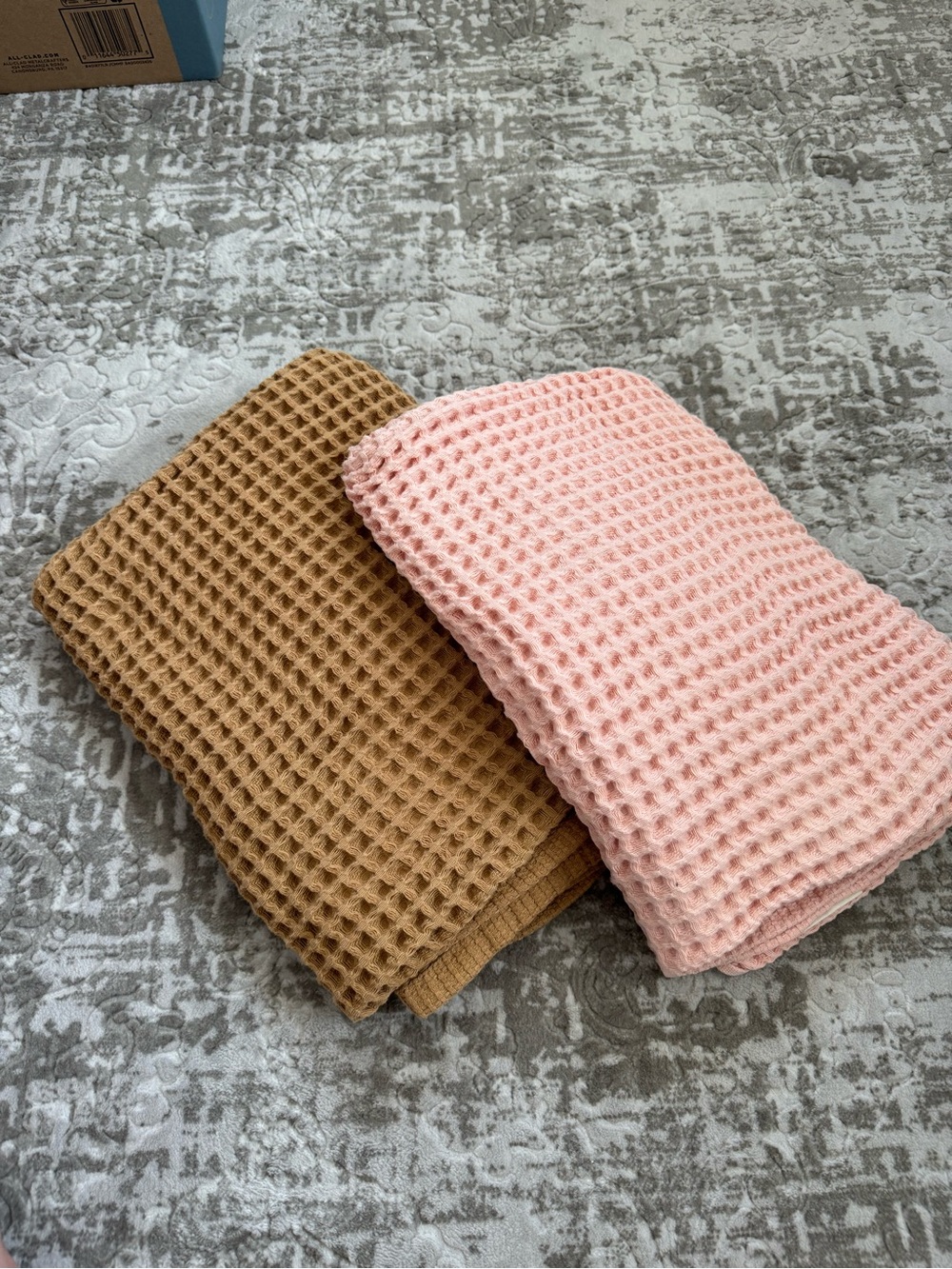 Casaluna 100% Cotton Waffle Knit Bath Towels - Pink & Camel